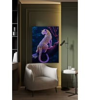 NEON DESENLİ LEOPAR KANVAS TABLO EV DUVAR SALON OFİS DÜKKAN HEDİYELİK DEKARASYON SÜSÜ (Çok Renkli)