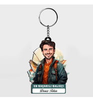 Karikatürlü - Erkek Balıkçı İsimli Anahtarlık