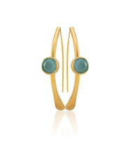 Kadir Jewellery 22 Ayar Altın Kaplama Kadın Taşlı Küpe -El İşçiliği Ve Hipoalerjenik Küpe