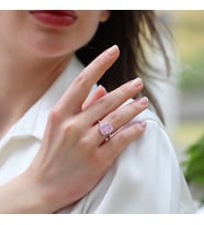 Emerald Pembe Icecut Taşlı Gümüş Yüzük