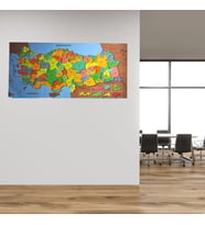 Durukar® Renkli Türkiye Haritası Manyetik Yapıştırıcı Gerektirmeyen Duvar Stickerı 118 CM * 56 CM