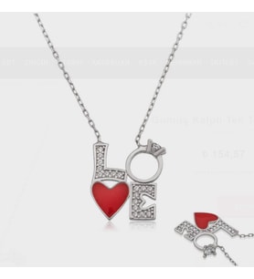 LOVE TEK TAŞ 925 AYAR GÜMÜŞ KOLYE