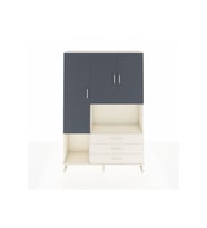 Arges Dolap 6 Raflı 3 Çekmeceli 3 Kapaklı 132x30x195 Aytaşı-Antrasit/Aytaşı