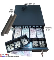 Masa Altı Montaj Askı Aparatı Hediye 4 Banknot Gözlü Orta Boy Para Çekmecesi 33,5x37x9cm
