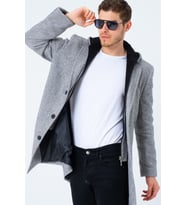 PLT8395 DEWBERRY BATTAL PALTO-DİAGONAL GRİ