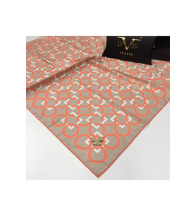 Geometrik Desen Black Seri Twill Eşarp Eşarp Askısı ile Birlikte 90x90 cm Somon-