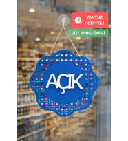Hazeran Rattan Desenli Modern Açık/Kapalı Tabelası - Akçaağaç (Saks)
