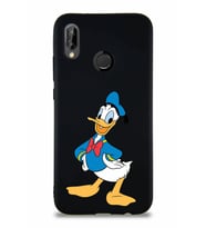 Huawei P20 Lite Soft Premier Kapak Donald Duck-C Tasarımlı Silikon Kılıf - Siyah (Şeffaf)