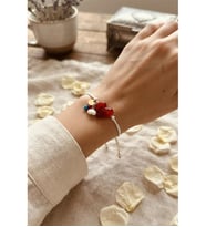MURANO KIRMIZI CAM KALP MAKROME BİLEKLİK