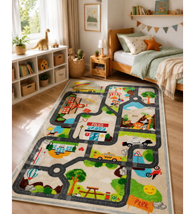 Sultan Kids Çocuk Oyun Halısı Bej Taba Kahve Renkli 130x200