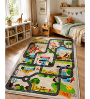 Sultan Kids Çocuk Oyun Halısı Bej Taba Kahve Renkli 130x200