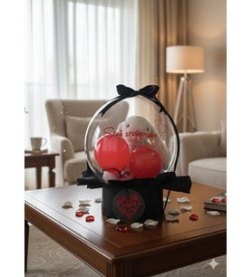 Yıl dönümü,doğum günü özel günler içimm peluş bobo balon (Siyah-Kırmızı-Krem)