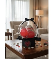Yıl dönümü,doğum günü özel günler içimm peluş bobo balon (Siyah-Kırmızı-Krem)