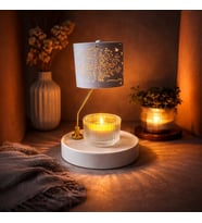 Naroote Dönen Tealight Mumluk – Yaşam Ağacı Tasarımlı Paslanmaz Çelik Carousel Mumluk, Dekoratif Ev (Beyaz)