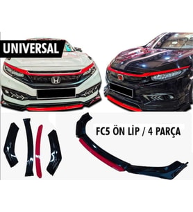 OtoÇizgi Universal 4 Parça Lip Piano Black Kırmızı Dilli OtoÇizgi (Siyah-Kırmızı)