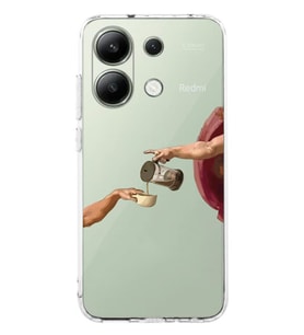 Xiaomi Redmi Note 13 Eller Tablosu ve Kahve Desenli Şeffaf Telefon Kılıfı