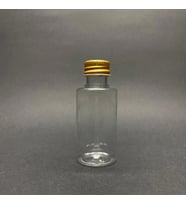 30 cc Pet Şişe Silindir Kısa - Gold Metal Kapaklı- 30ml Pet Şişe- x 10 Adet (Karışık)