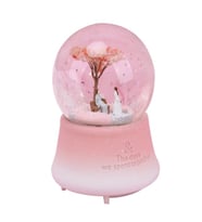 Kişiye Özel Romantik Aşıklar Büyük Boy Müzikli Işıklı Kar Küresi (Pembe)