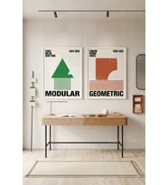 Geometrik Sanat 2'li Ahşap Çerçeveli Tablo Seti