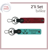 Yelkenli Ruhunu Taşıyan Sevdiklere Anlamlı Hediyelik, Çıpa Temalı Deri Set, Kırmızı-Koyu Turkuaz (Çok Renkli)