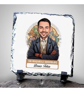 Kişiye Özel Hediye Karikatürlü En İyi Erkek Sosyolog Dekoratif Taş