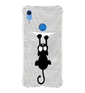 Huawei Y6s  Köşe Korumalı Antişok Kapak Çizgi Kedi (Beyaz) Tasarımlı Şeffaf Kılıf
