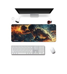 SonicTouch Klavye Mousepad 40x90cm Dikişsiz Pürüzsüz Su Geçirmez Kaymaz Taban Ring Ateşi Boksör