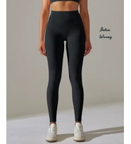 MyLuvi Siyah Scuba Dalgıç Kumaş İçi İnce Şardonlu İz Yapmaz Toparlayıcı Yoga Fitness İçin Tayt