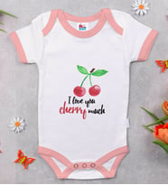 BK Kids Cherry Much Tasarımlı Pembe Bebek Body Zıbın-1
