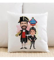 Kişiye Özel Kaşif Baba ve Kızı Karikatürlü Yastık