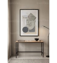 Soyut Yüz Çizimi Minimalist 1. Kalite Ahşap Çerçeveli Tablo