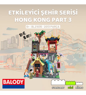 Balody Etkileyici Şehir Serisi – Hong Kong Part 3 (BL21035) – Mini Blok Yapı Oyuncakları Seti (Kırmızı)