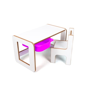 Çocuk Oyun, Aktivite ve Etkinlik Masası, Beyaz-Lila, 18mm 1.Sınıf MDF (Ceviz)