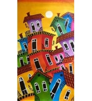 Yamuk Renkli Evler Pixart Sanat  Elmas Mozaik Tablo Diamond Türkiye    33*61