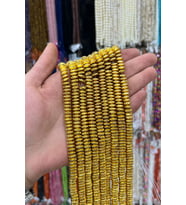 Hematit Taşı Rondela Kesim 8x3mm-Pütürlü Sarı Doğal Taş Dizi