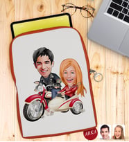 BK Gift Kişiye Özel Sevgililer Karikatürlü Taşınabilir Koruyucu Tablet Kılıfı & Organizer Çanta - Turuncu-12