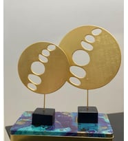 2 Li Halka Takım Biblo Heykel Özel Tasarım Obje (Gold)