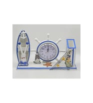 AHŞAP DEKORATİF TEKNELİ GEMİ DÜMENİ MASA SAATİ 36 cm x 24 cm