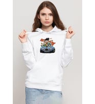 Dragon Ball Z Anime Goku Racer Beyaz Kadın 3ip Kapşonlu Sweatshirt