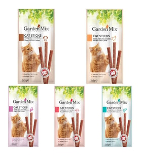 Gardenmix Mix(Ciğerli, Somonlu, Dana, Kuzulu, Tavuklu) Kedi Stick Ödül 3*5g- 5 Paket