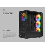 X-RACER PEAK 600W Temperli Camlı 4*12cm Renkli Işıklı RGB Gaming Oyuncu Kasası