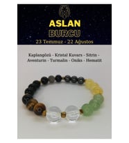 Aslan Burcu Bilekliği Kaplangözü, Sitrin, Aventurin, Hematit, Turmalin, Oniks, Kristal Kuvars