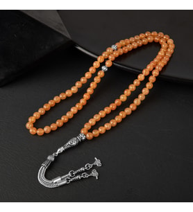 Turuncu Aventurin Doğal Taş Tesbih 99luk - 6mm (Çok Renkli)