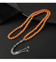Turuncu Aventurin Doğal Taş Tesbih 99luk - 6mm (Çok Renkli)