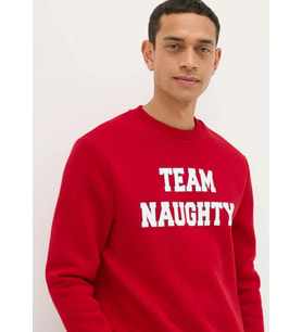 Baskılı Kırmızı Erkek Sweatshirt/Sevgili Çift Kombin/Yılbaşı Sweatshirt