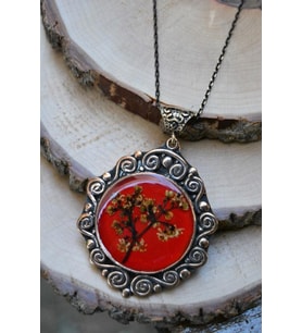 STONEAGE JEWELLERY Gerçek Çiçeklerden Yapılmış Tasarım Bayan Kolye