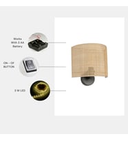 YENİ ÖRGÜLÜ PİLLİ RATTAN ABAJURLU OVAL APLİK