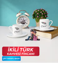 İkili Çiftlere Özel Mr Mrs Sevgiliye Hediye Türk Kahvesi Fincanı Beyaz