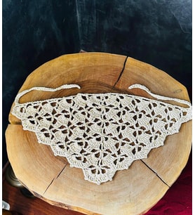 Pullu Bej El Örgüsü Bandana (Bej-Bej)