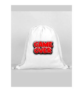 Game Over Baskılı Sırt Çantası - İp Büzgülü Spor Çanta
